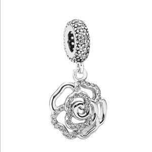 authentic PANDORA dangling rose charm